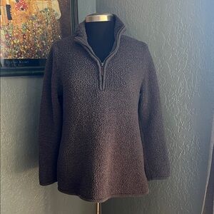 Natural Reflections Women's Cozy zip up Fleece Sweater - Black/gray Size m